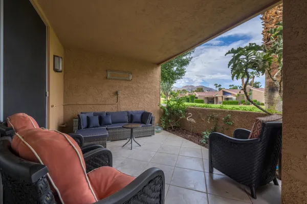 a outdoor living space with furniture