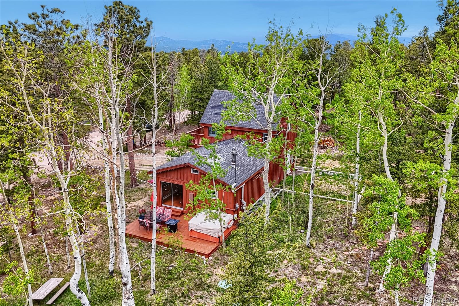 2 Debra Ann Road Golden, CO 80403 - Photo 3 of 41 an aerial view of a house with swimming pool outdoor seating and yard
