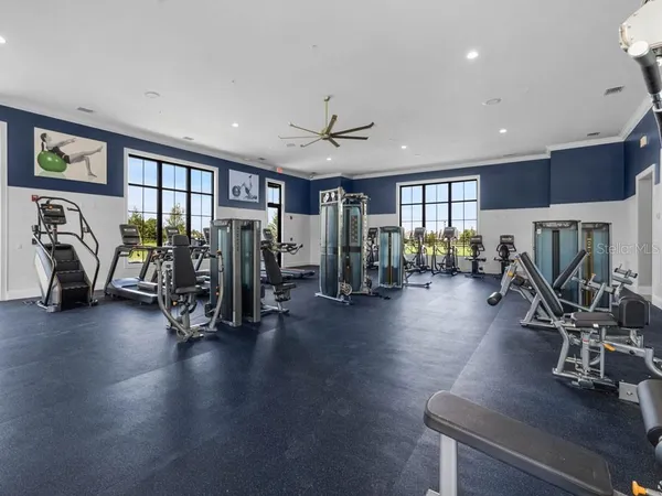 a view of a room with gym equipment