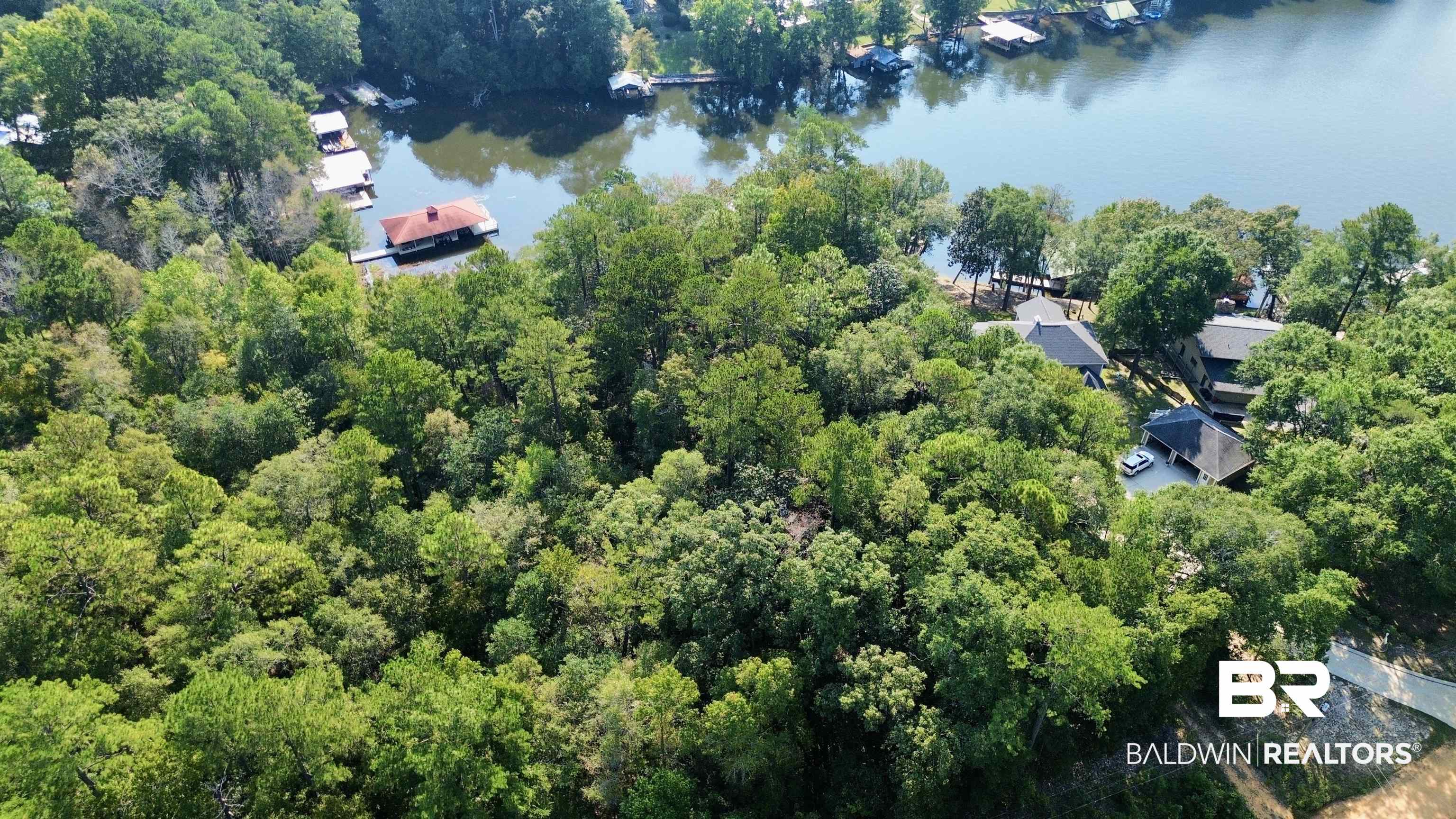 0 Twin Oaks Road Andalusia, AL 36421 - Photo 7 of 7 Aerial view of property and surrounding area featuring a forest and a nearby body of water