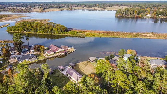 view of a lake with houses