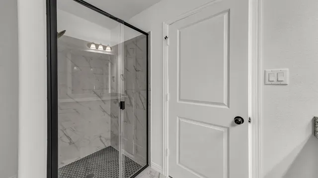 a bathroom with a shower