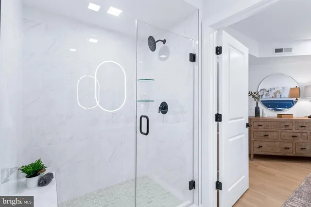 a bathroom with a shower