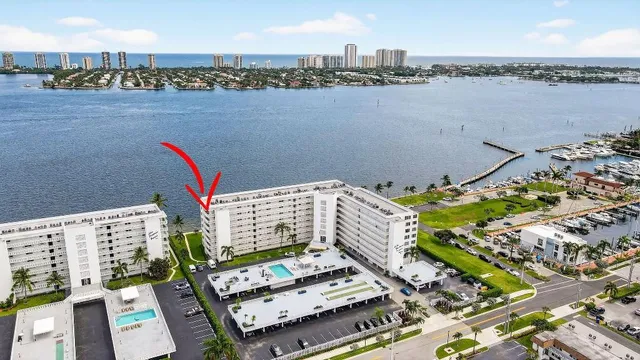 a view of a city and ocean view