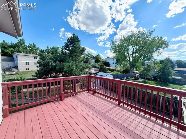 a view of wooden deck
