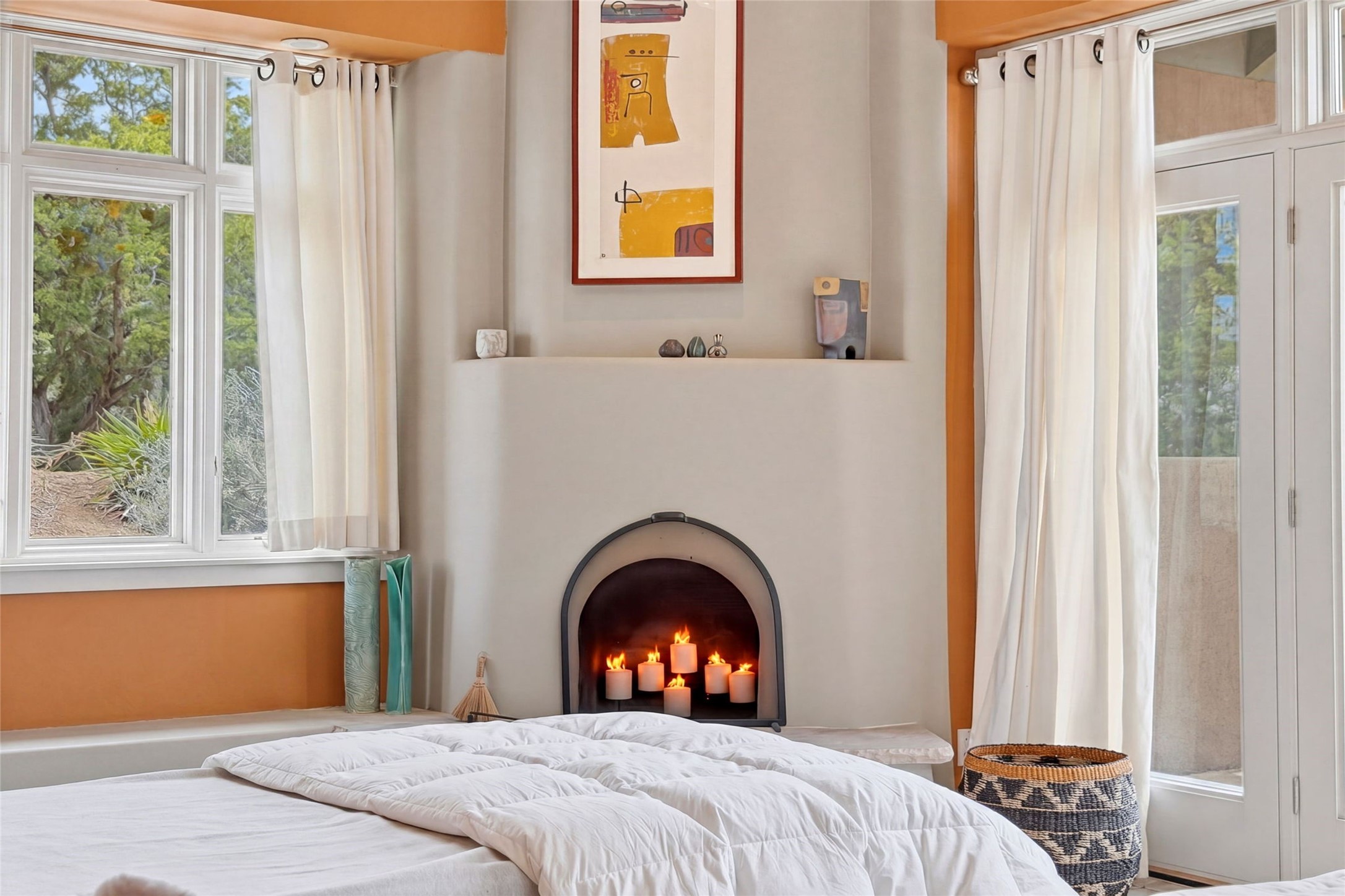 55 Paseo Del Rancho Santa Fe, NM 87506 - Photo 24 of 61 Guest Bedroom Fireplace