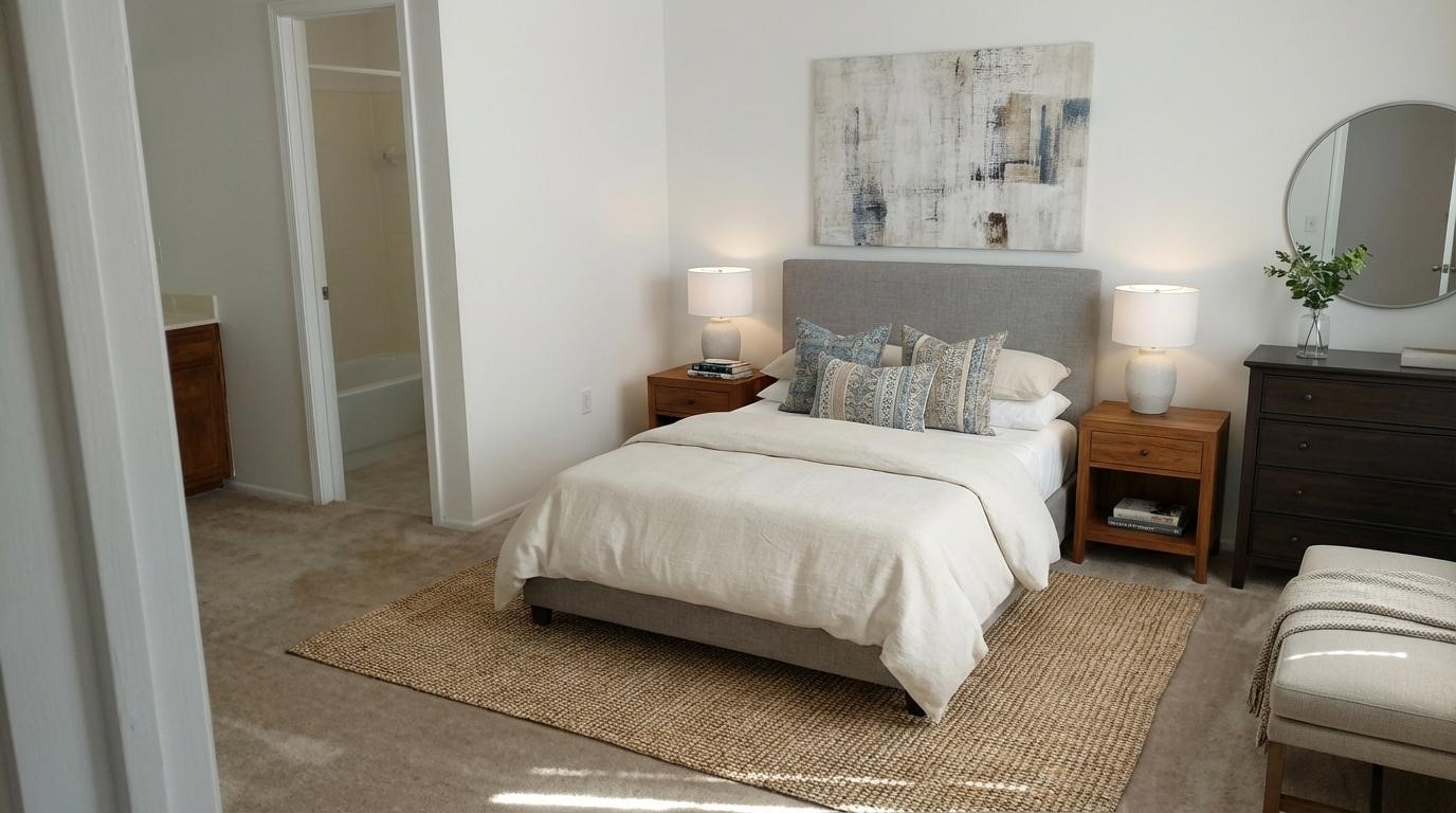 34 Green Bough Court The Woodlands, TX 77380 - Photo 13 of 22 a bedroom with a bed and a potted plant