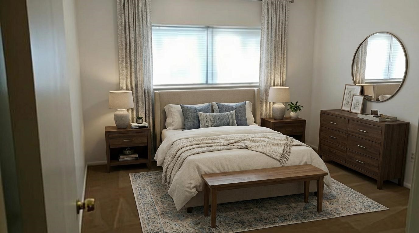 34 Green Bough Court The Woodlands, TX 77380 - Photo 19 of 22 a bedroom with a bed and a dresser