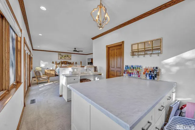 a view of a kitchen and living room