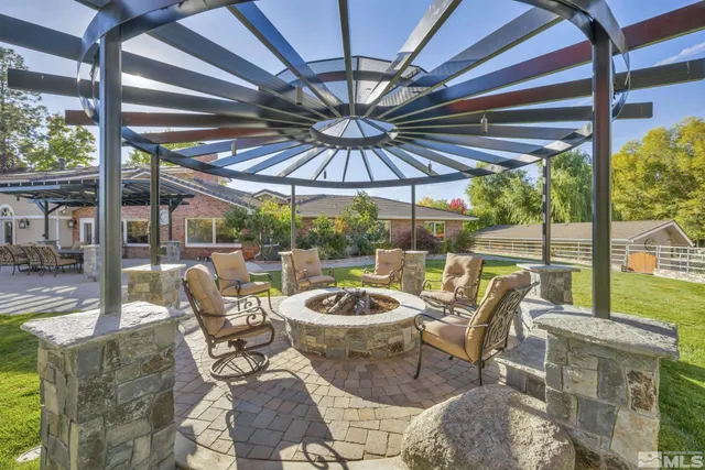 a view of outdoor space with seating area