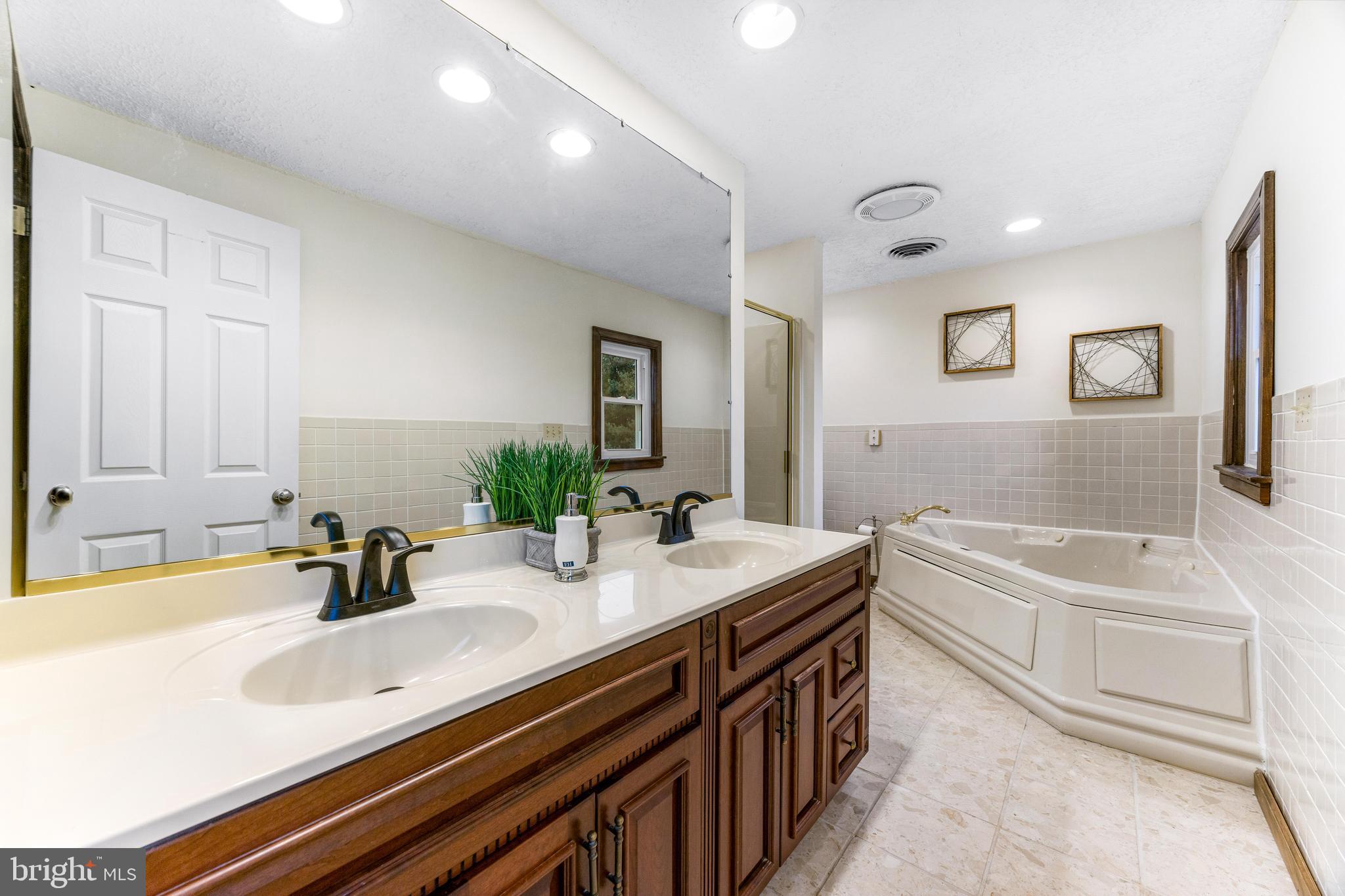 1763 Gablehammer Road Westminster, MD 21157 - Photo 20 of 51 a bathroom with a double vanity sink a mirror and bathtub