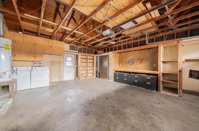 a view of a room with cabinets