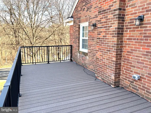 a view of wooden balcony