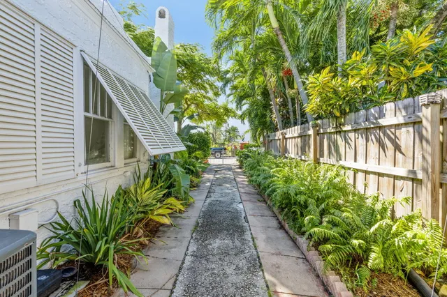 a view of a garden with pathway