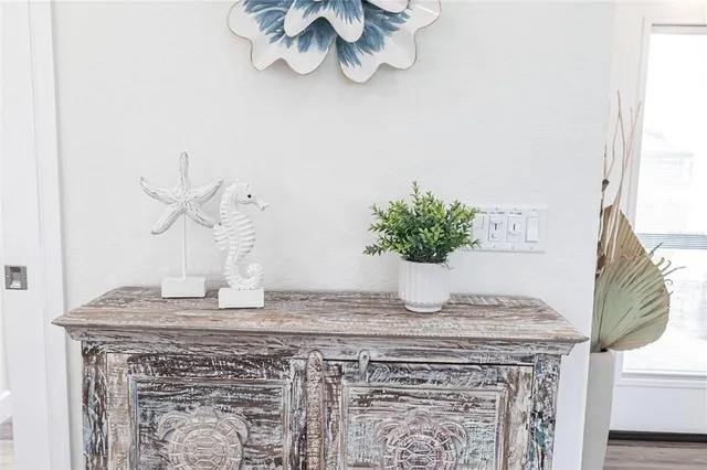 a close view of dining table with chair