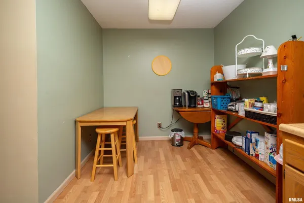 a workspace with furniture