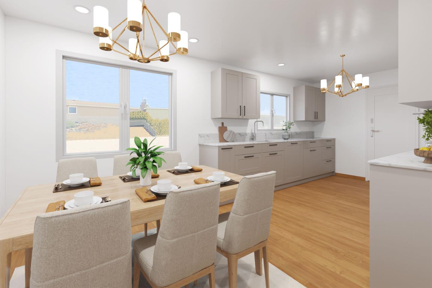 1949 Lincoln Street Seaside, CA 93955 - Photo 8 of 40 a dining room with kitchen island stainless steel appliances a table chairs and chandelier