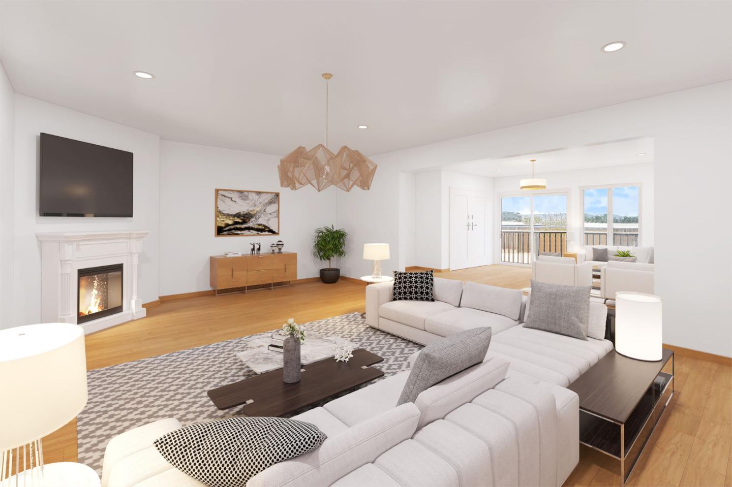 1949 Lincoln Street Seaside, CA 93955 - Photo 10 of 40 a living room with furniture a fireplace and a flat screen tv
