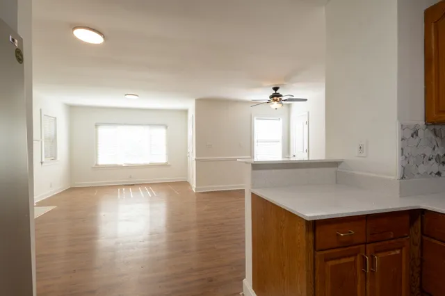 a view of kitchen and window