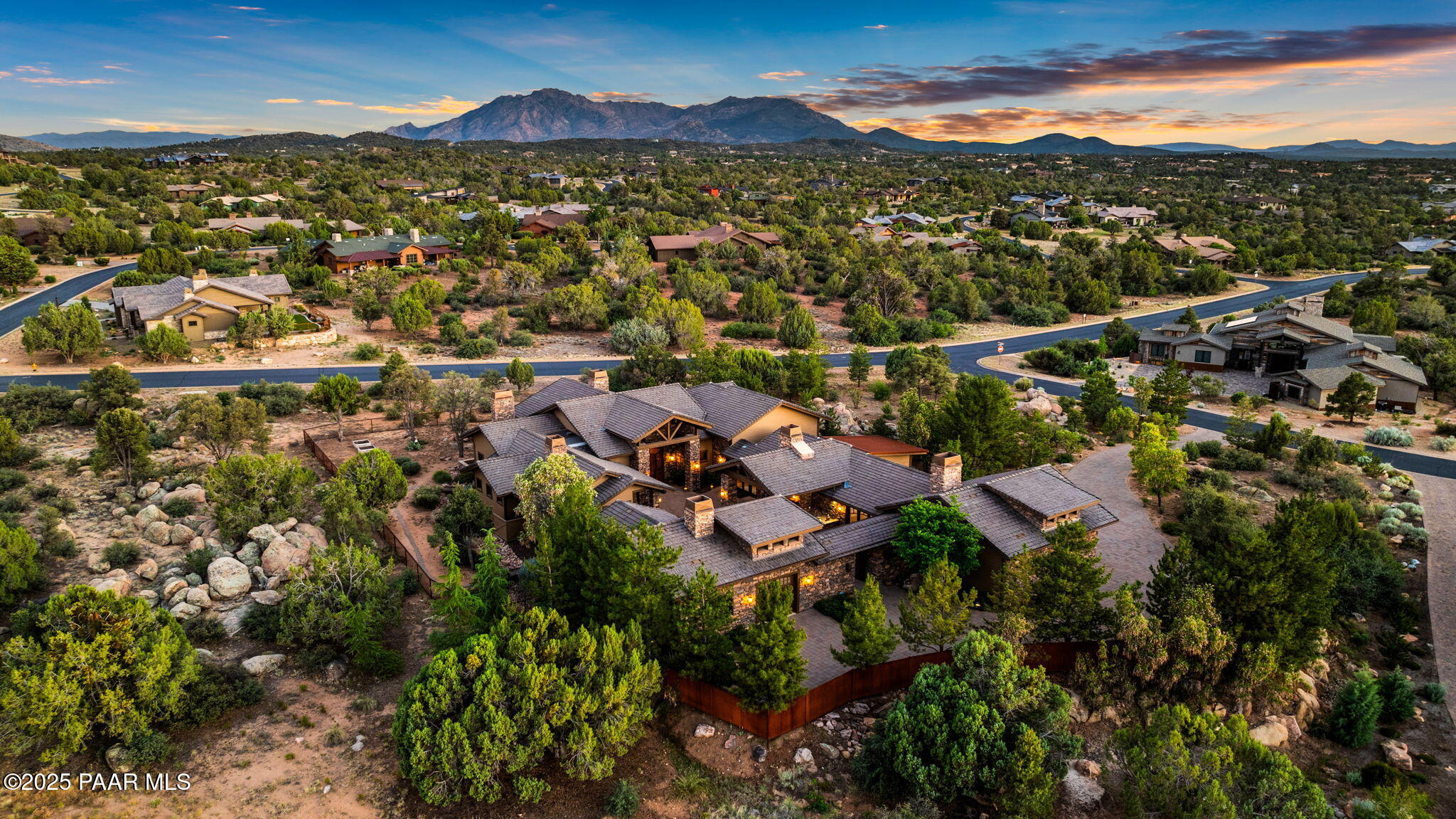 5350 West Three Forks Road Prescott, AZ 86305 - Photo 78 of 99 an aerial view of residential houses with outdoor space and trees