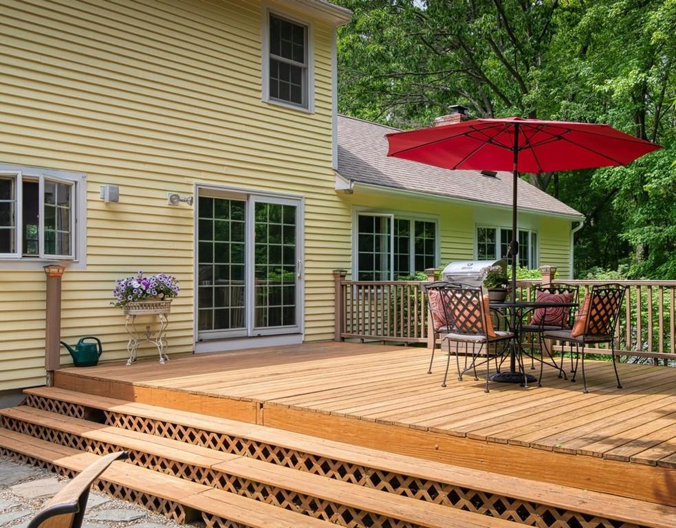 112 Upton Road Westborough, MA 01581 - Photo 37 of 41 a patio with a table and chairs under an umbrella