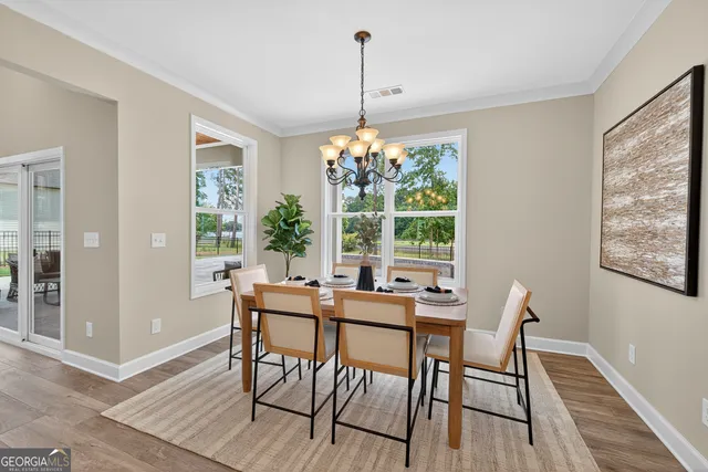 a view of a dining room and livingroom view