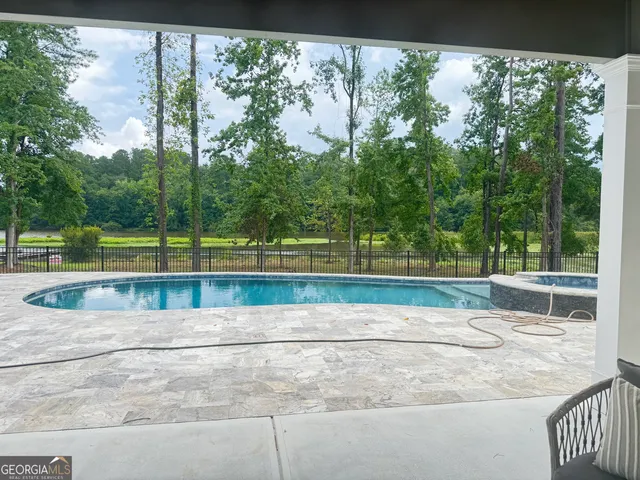 a view of a yard with a small space