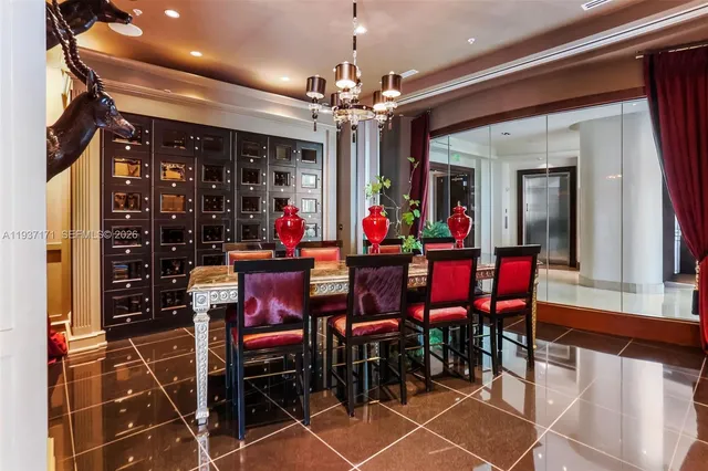 a view of a swimming pool and lounge chair