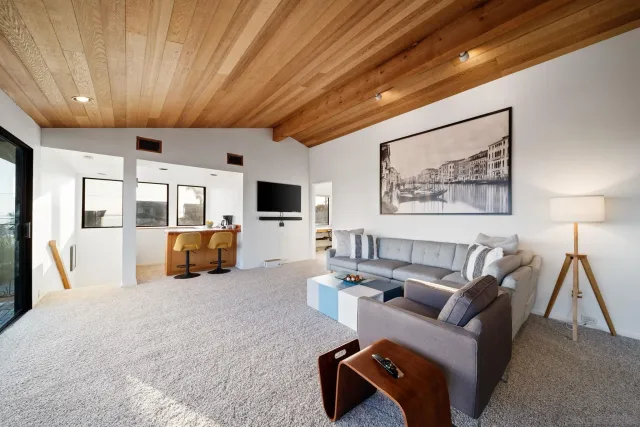 an aerial view of a houses and a street