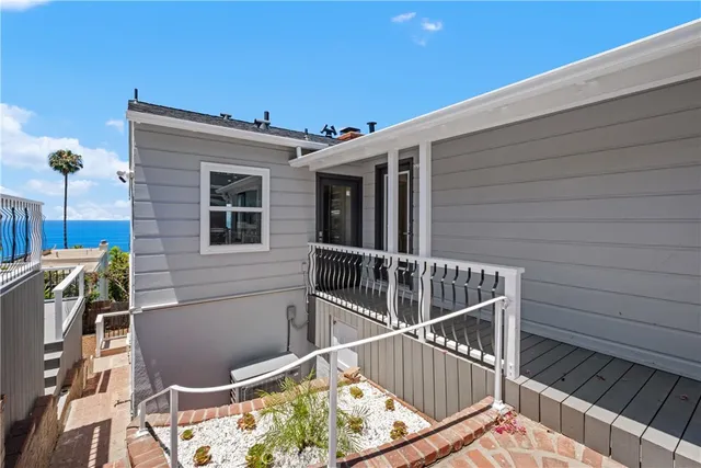 a view of balcony with furniture