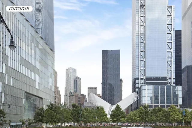 a city view with tall buildings