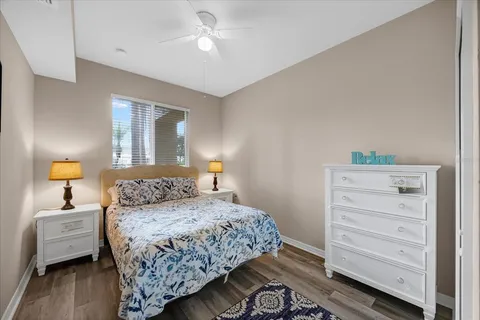 a bedroom with a bed and a closet