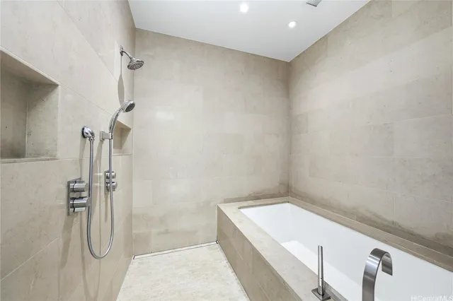 a bathroom with a tub