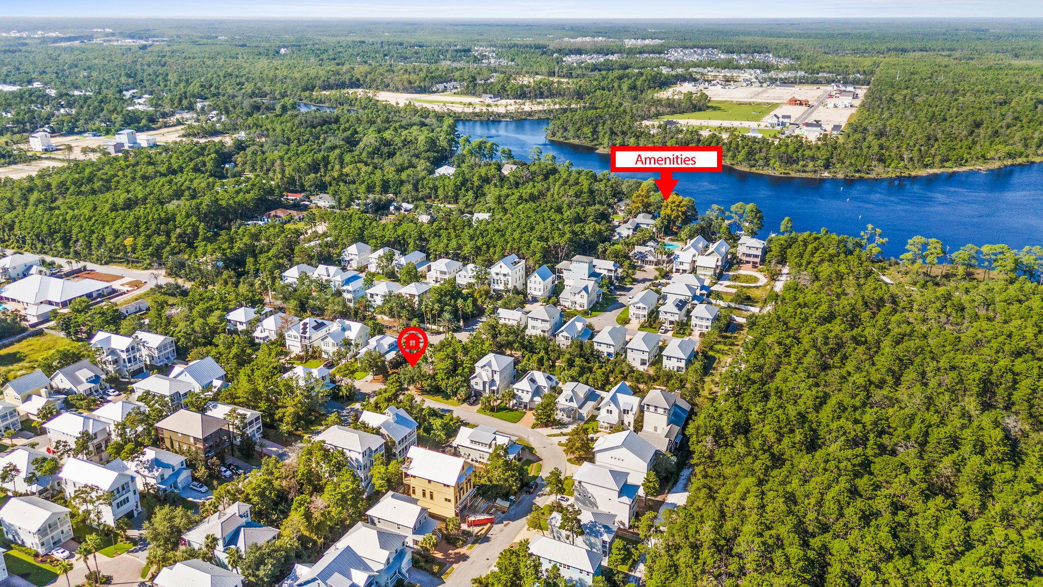 Lot 60 Grande Pointe Drive Inlet Beach, FL 32461 - Photo 2 of 9 an aerial view of residential houses with outdoor space and swimming pool