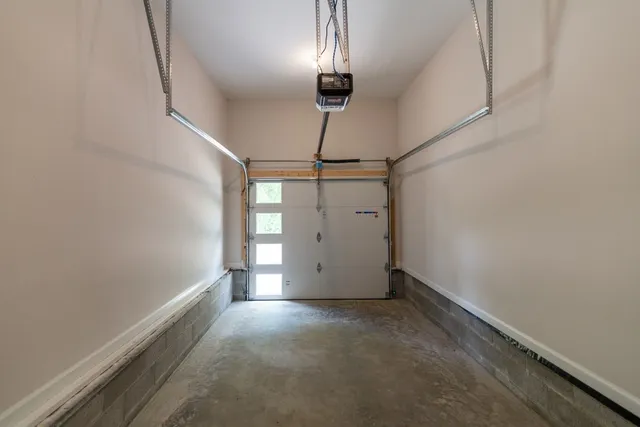 a view of a porch and garden