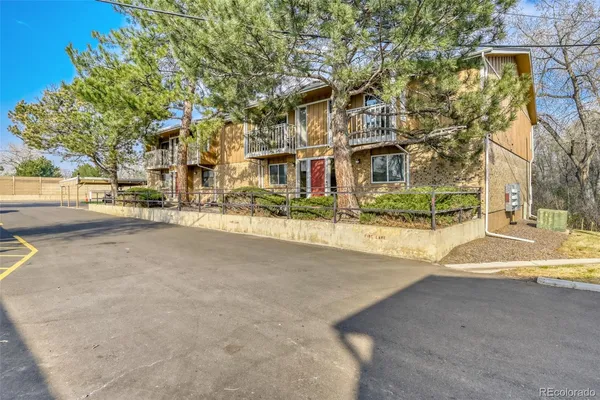 front view of a building with a street