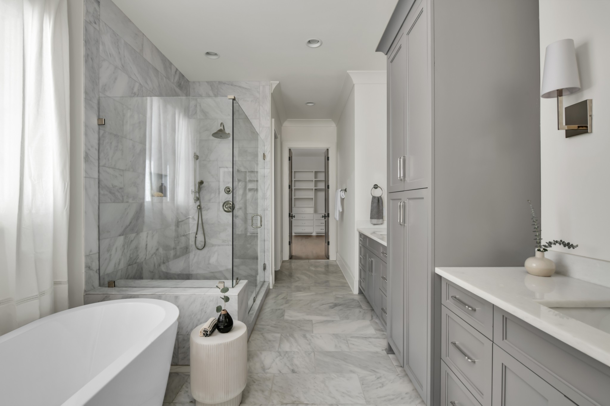 211B Page Road Nashville, TN 37205 - Photo 23 of 43 a bathroom with a granite countertop sink toilet and shower
