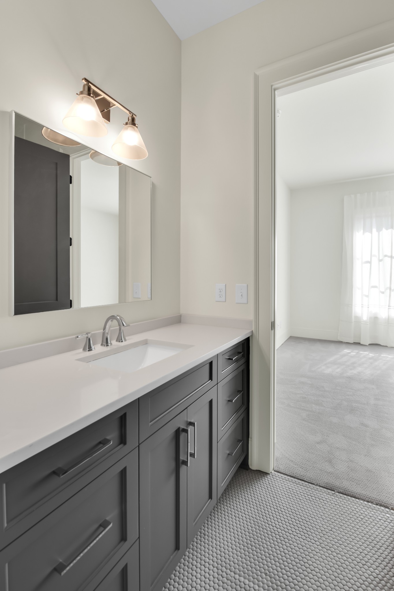211B Page Road Nashville, TN 37205 - Photo 38 of 43 a spacious bathroom with a double vanity sink and a mirror