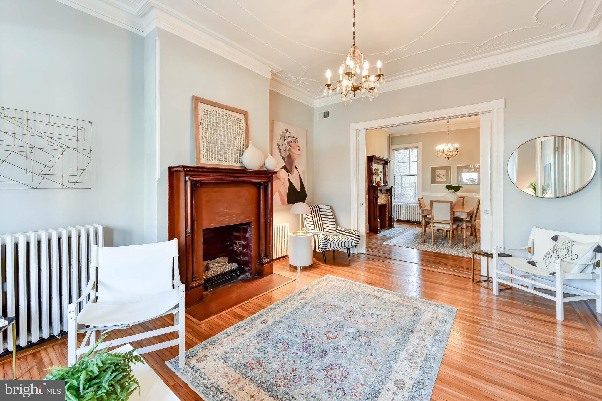 321 A Street Northeast Washington, DC 20002 - Photo 8 of 40 Large pocket doors separate living & dining rooms