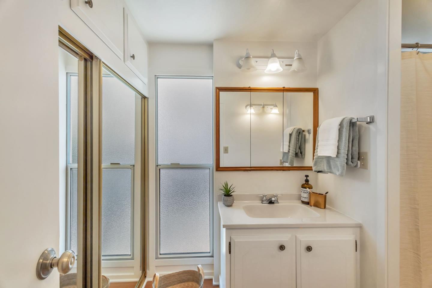 225 Mt Hermon Road, Unit 81 Scotts Valley, CA 95066 - Photo 27 of 38 a bathroom with a sink a light fixture and a mirror
