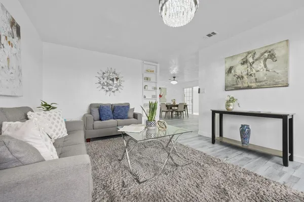 a living room with furniture