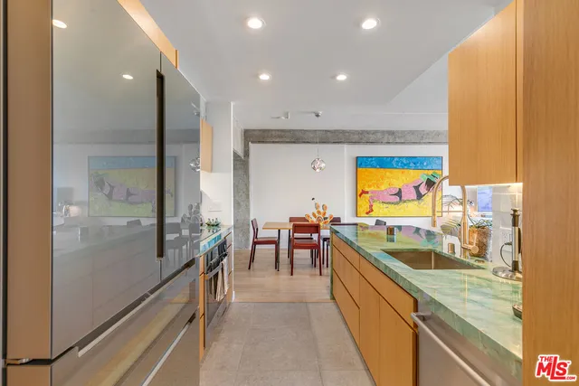 a kitchen with lots of counter top space