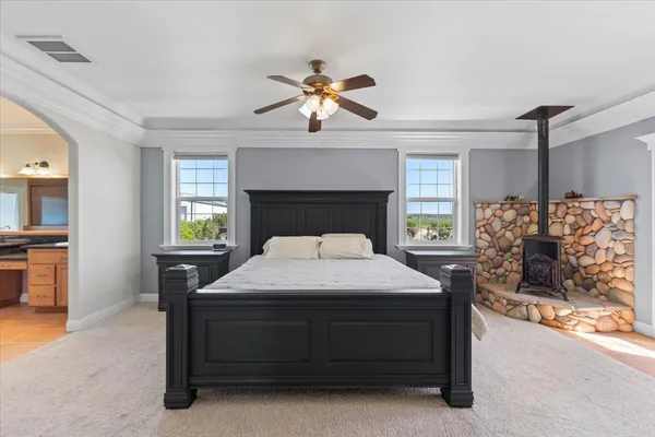 a view of a lake with outdoor space