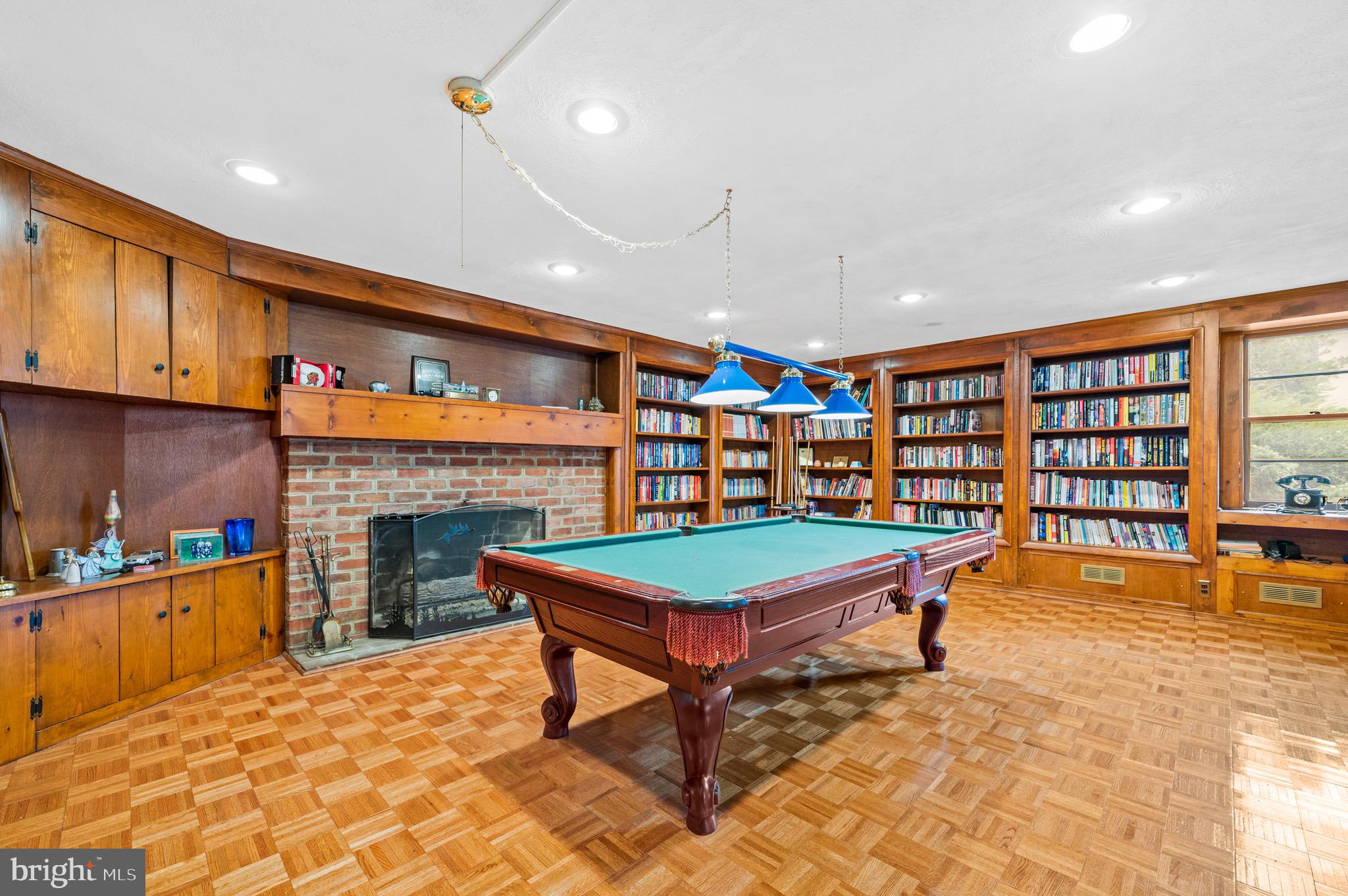 97 Grandview Boulevard Reading, PA 19609 - Photo 40 of 64 Billiard room with parquet flooring and fireplace