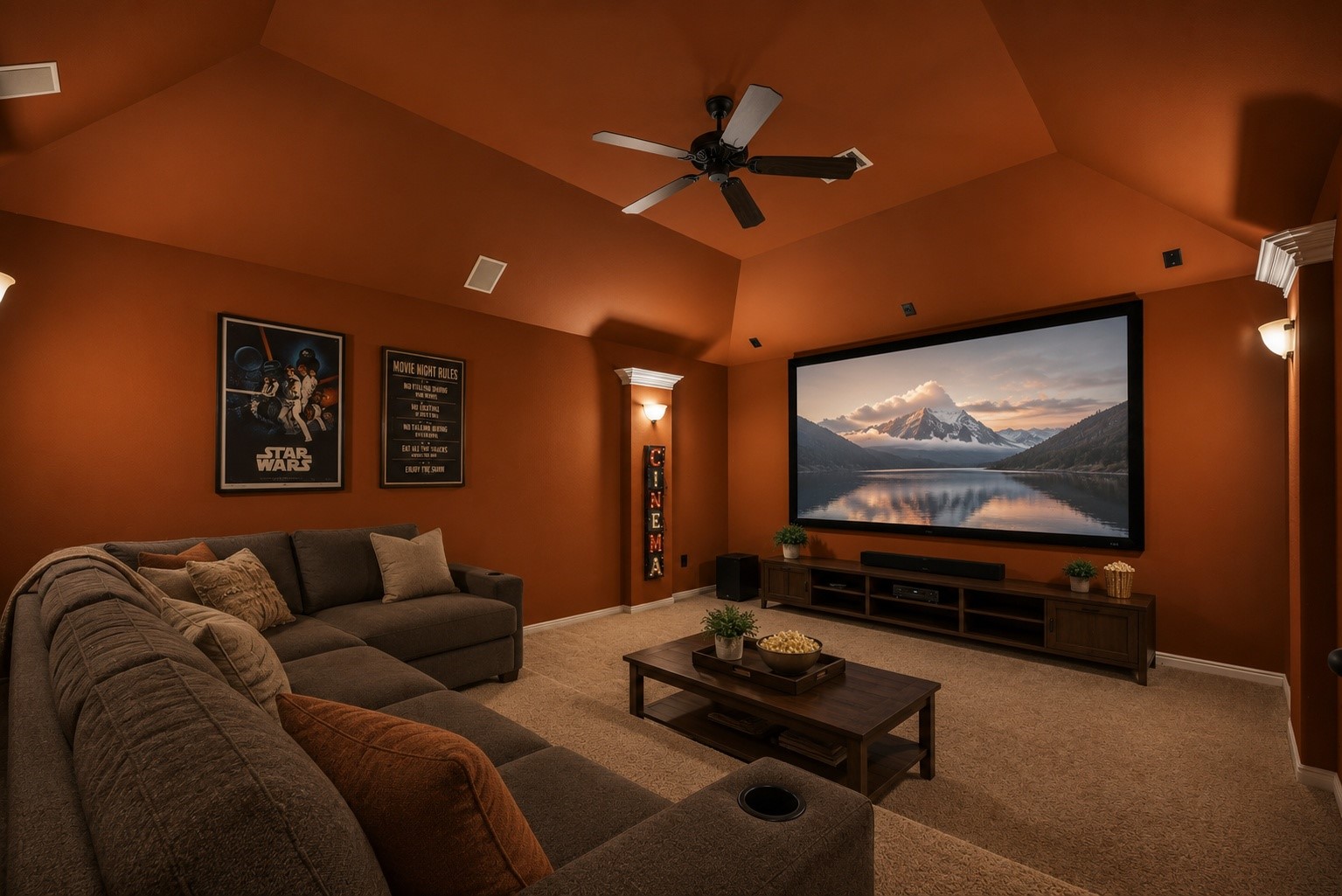 7930 Summer Night Lane Rosenberg, TX 77469 - Photo 2 of 48 Virtually staged media room for immersive movie nights and comfortable entertaining.
