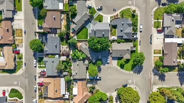 an aerial view of multiple houses