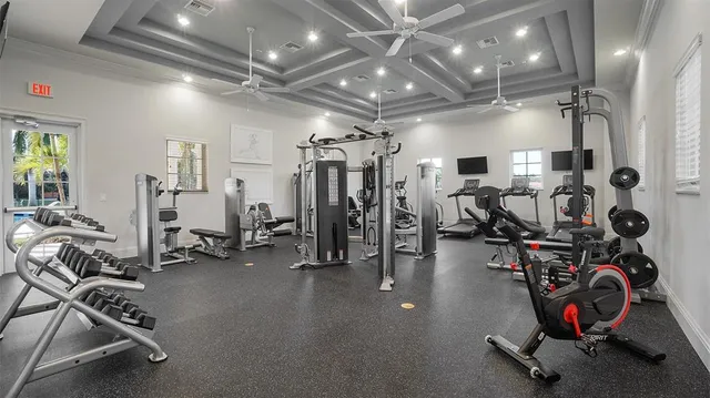 a view of a room with gym equipment