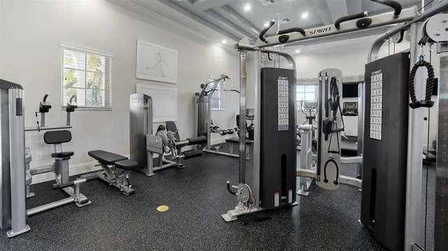 a view of a room with gym equipment