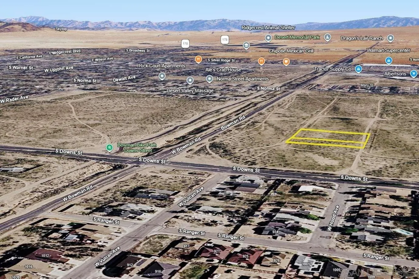 0 Between Vulcon Avenue, Unit 3 AND 4 Ridgecrest, CA 93555 - Photo 41 of 42 an aerial view of residential building and ocean view in back