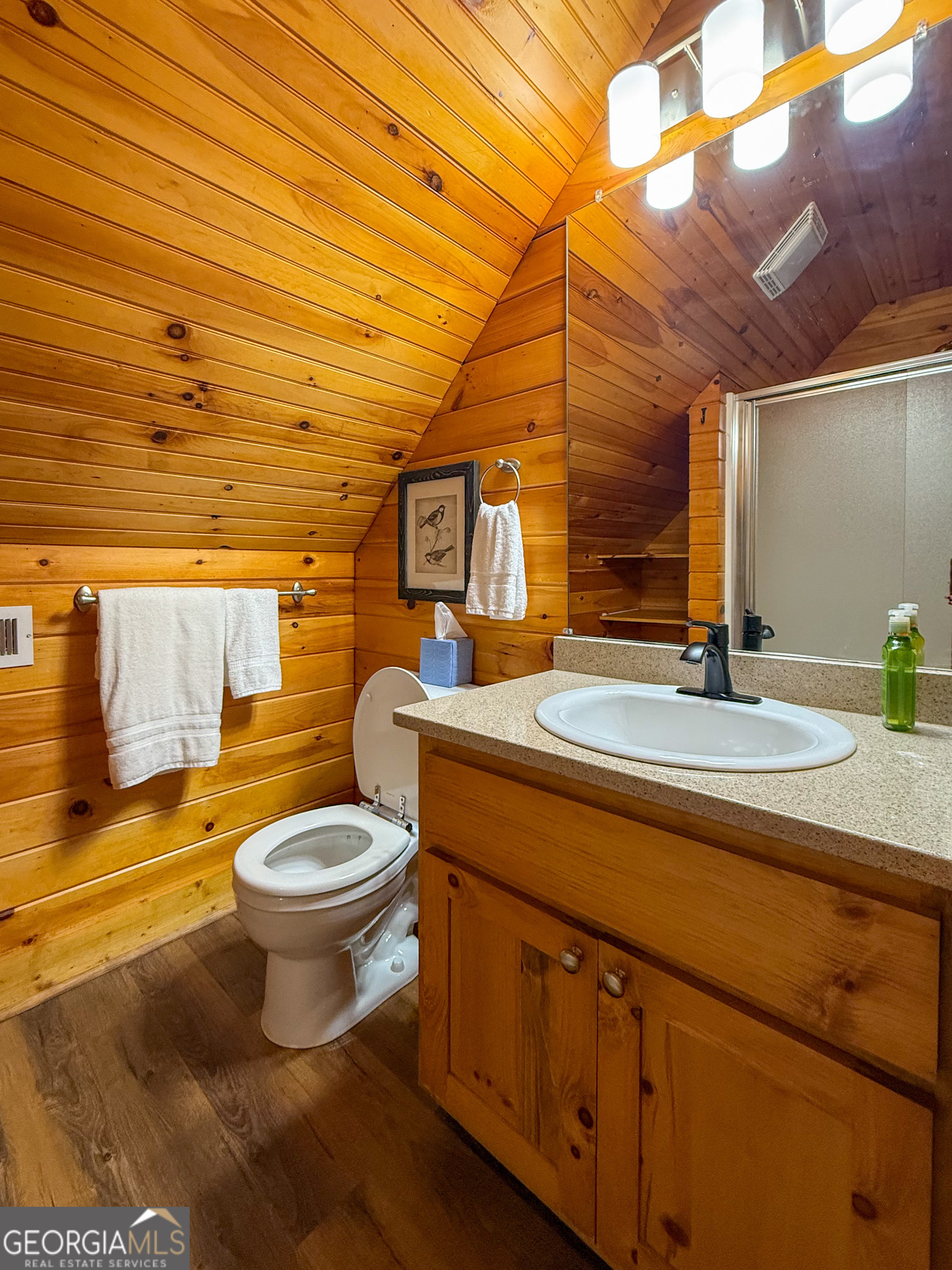 2980 Sky Lake Road Sautee Nacoochee, GA 30571 - Photo 17 of 22 a bathroom with a sink a toilet and mirror